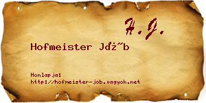 Hofmeister Jób névjegykártya
